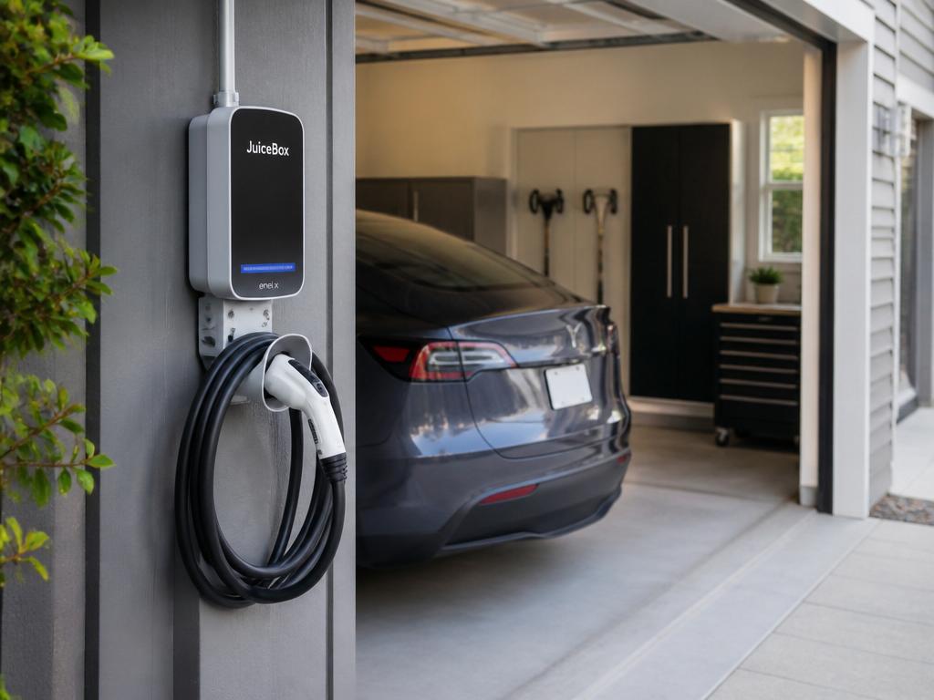 Level 2 EV charging station installed in a residential garage in Queens