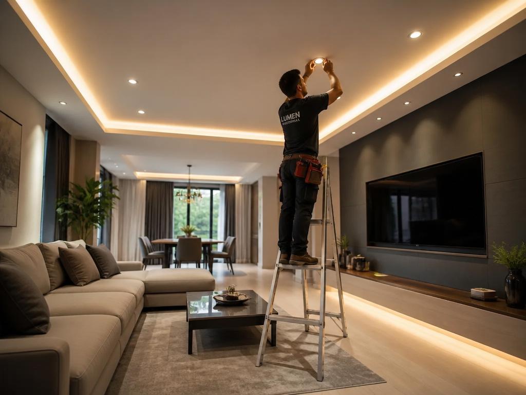 Modern recessed LED lighting and cove lighting installed in a Manhattan loft