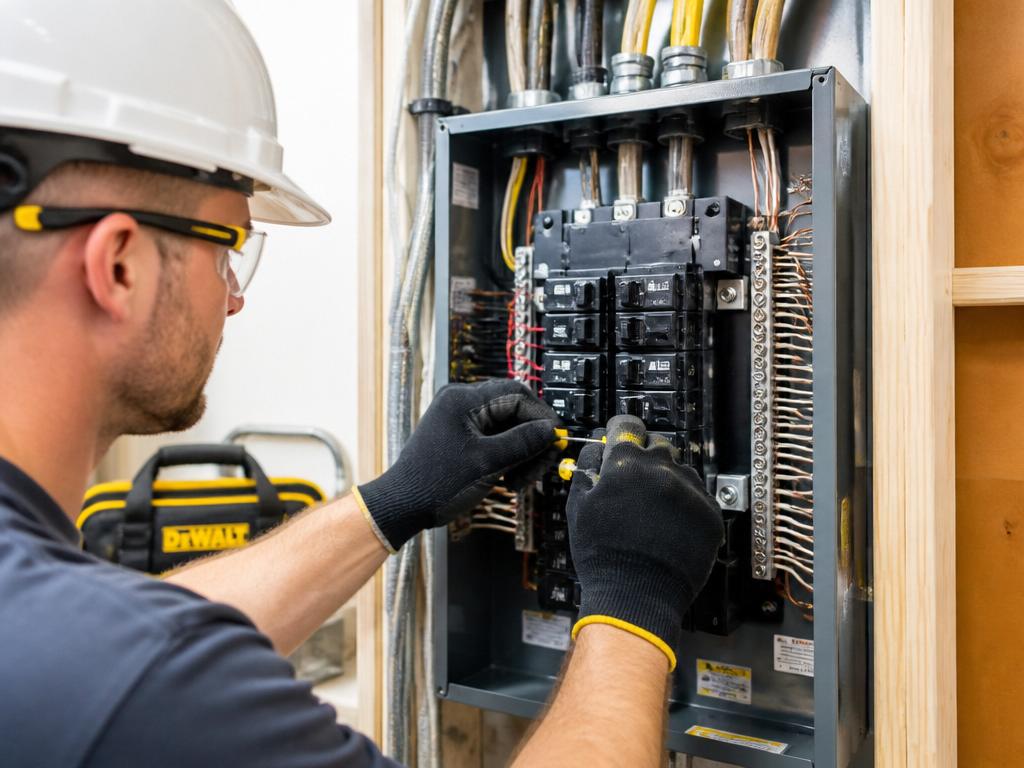 Electrician completing a residential electrical panel upgrade in Brooklyn